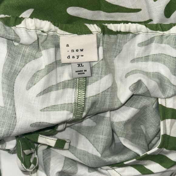 A New Day Green White Leaf Print Sundress XL – Sleeveless Summer Dress - Picture 6 of 9